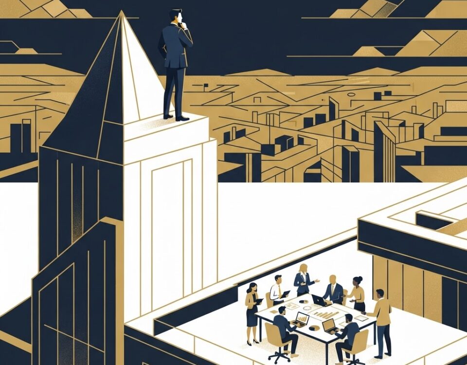 CEO standing alone at a mountain peak - executive loneliness and peer advisory