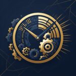 Decision velocity in business, speedometer concept with navy and gold